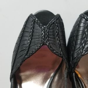 DKNYC Black Leather Peep Toe Size 7.5